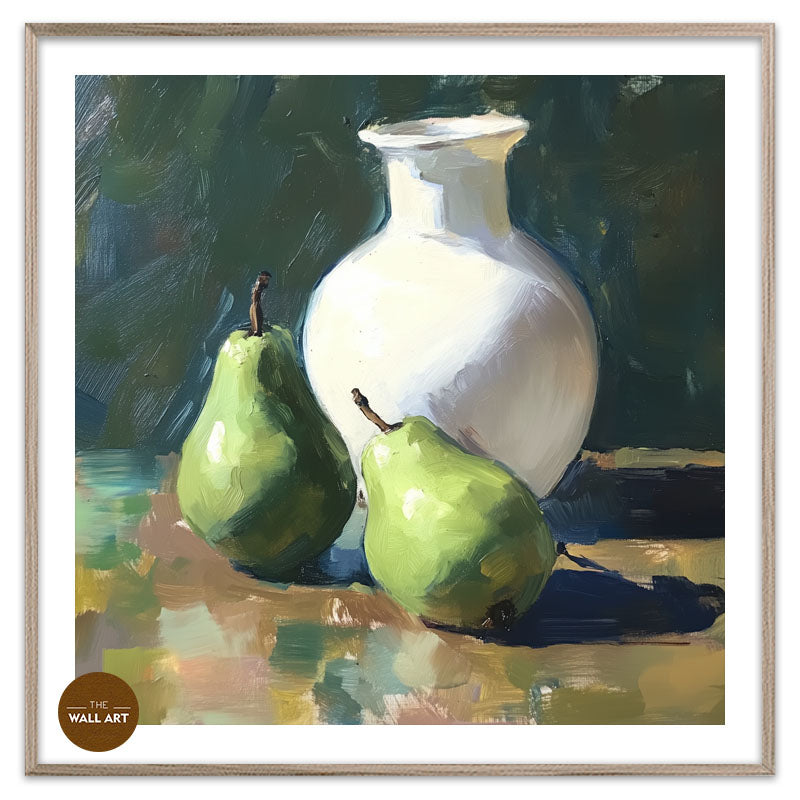 STILL LIFE OF GREEN PEARS AND VASE