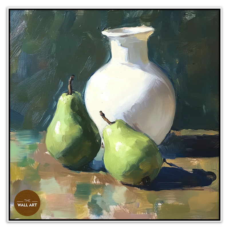 STILL LIFE OF GREEN PEARS AND VASE