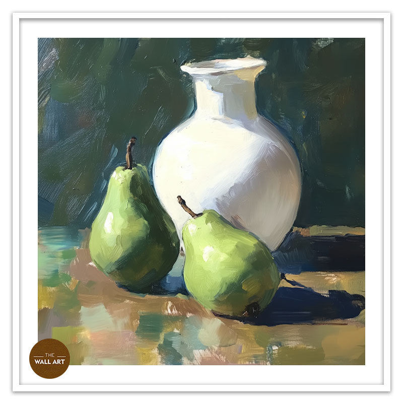 STILL LIFE OF GREEN PEARS AND VASE