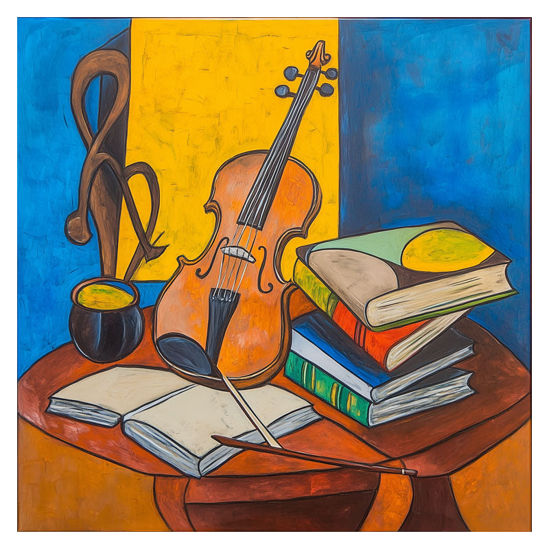 STILL LIFE OF VIOLIN AND BOOKS