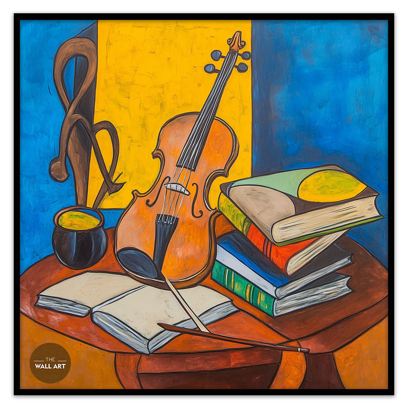 STILL LIFE OF VIOLIN AND BOOKS