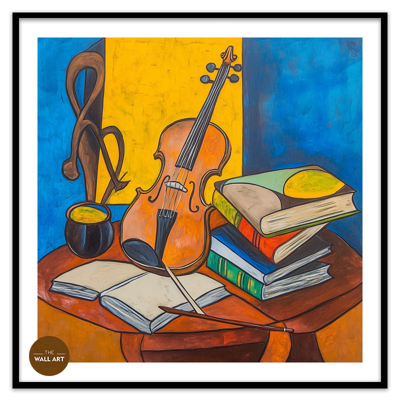 STILL LIFE OF VIOLIN AND BOOKS