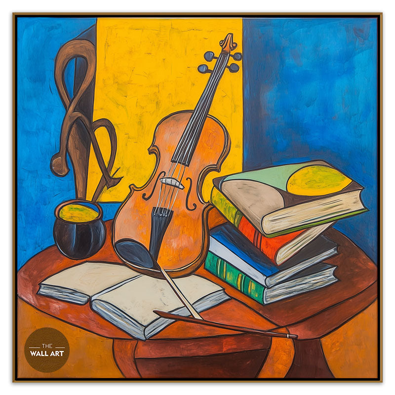STILL LIFE OF VIOLIN AND BOOKS