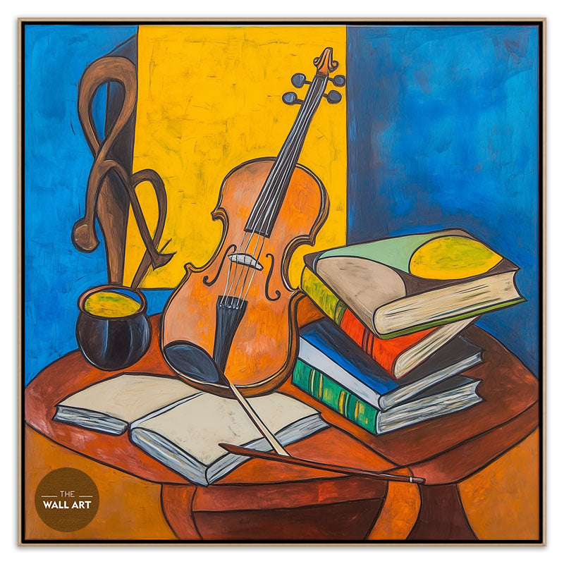 STILL LIFE OF VIOLIN AND BOOKS