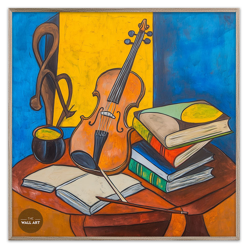STILL LIFE OF VIOLIN AND BOOKS