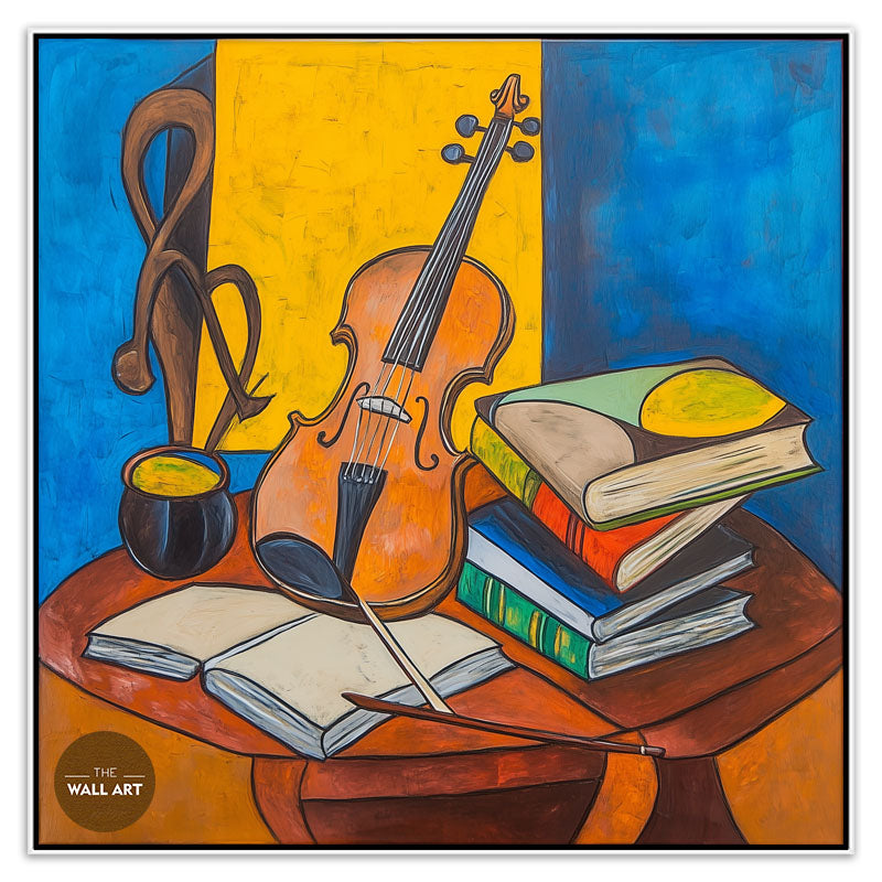 STILL LIFE OF VIOLIN AND BOOKS