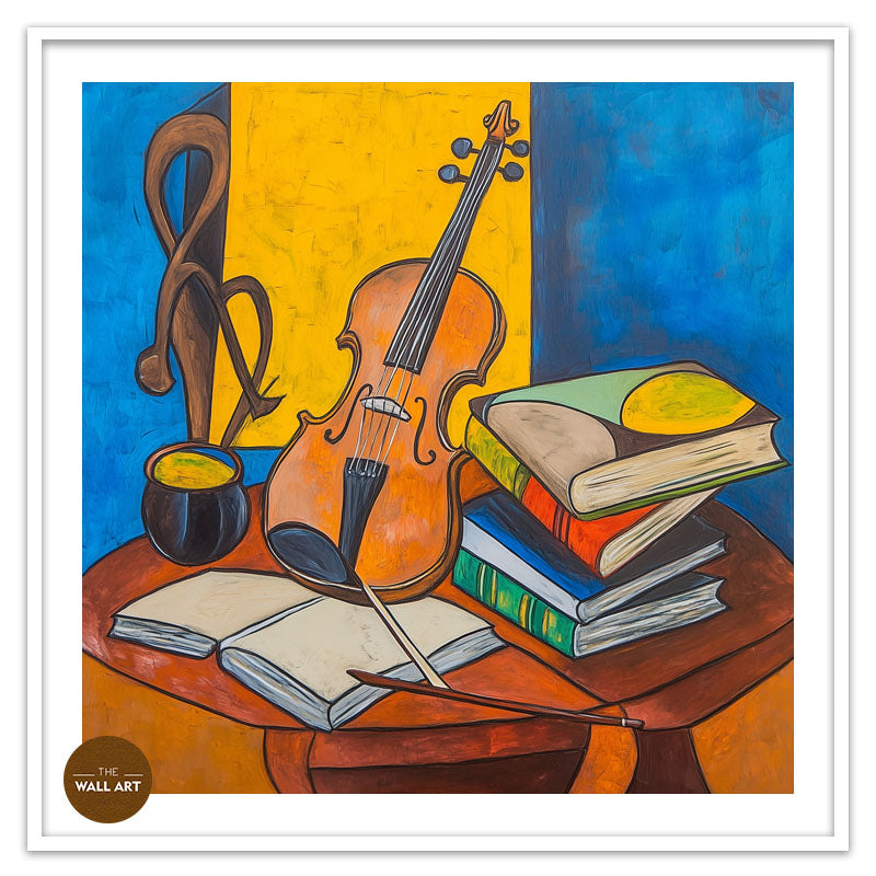 STILL LIFE OF VIOLIN AND BOOKS