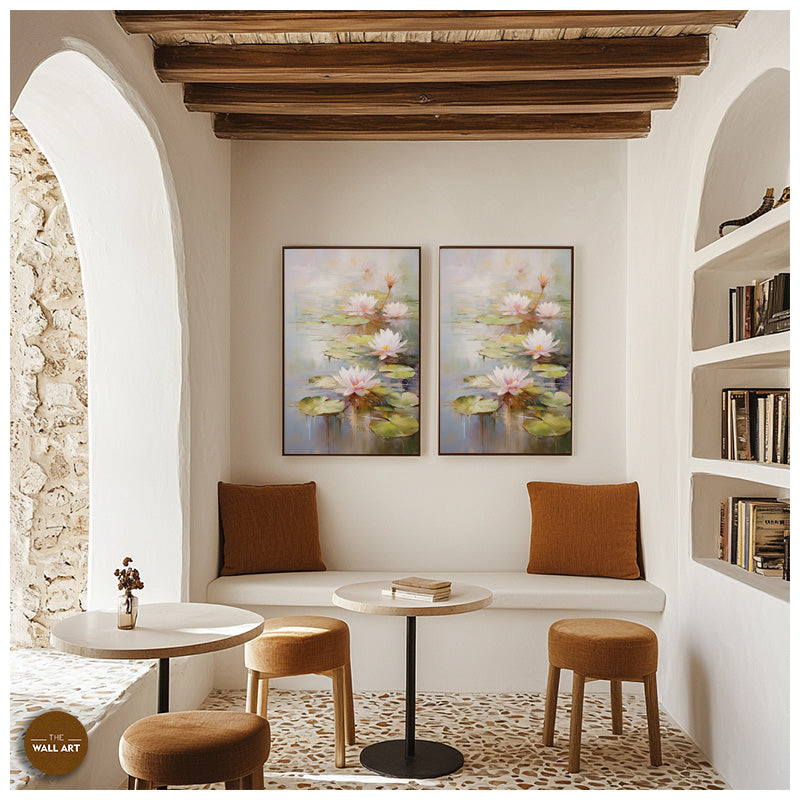 TRANQUIL PINK WATER LILY_SETOF2_