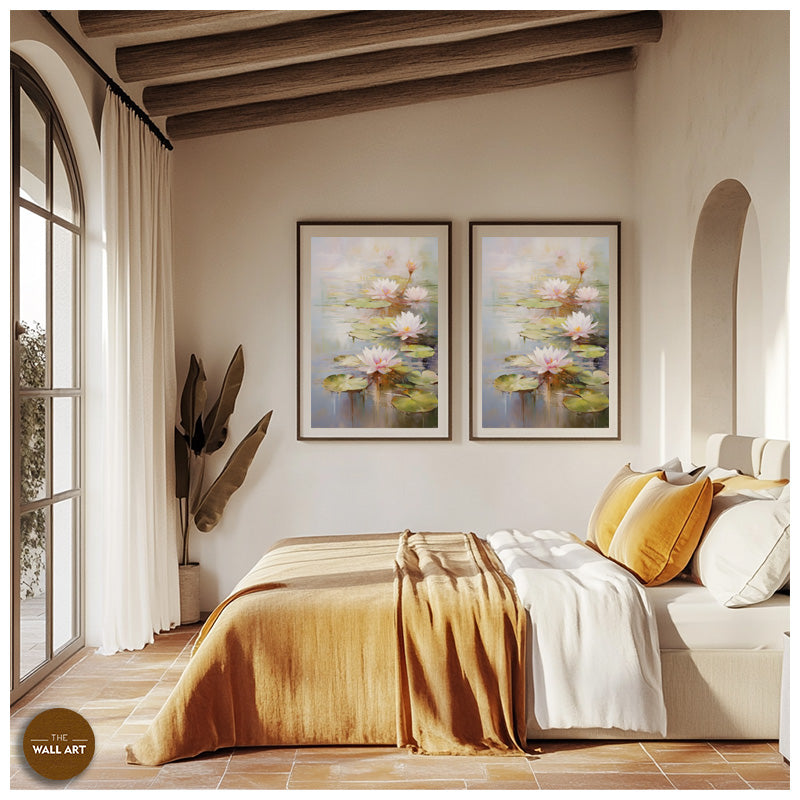 TRANQUIL PINK WATER LILY_SETOF2_