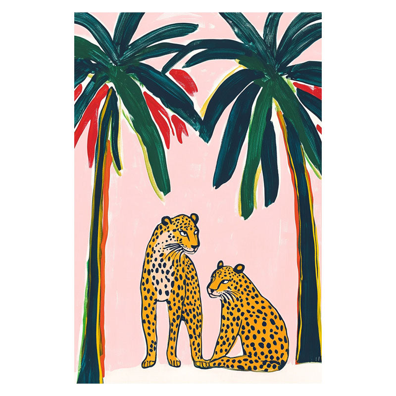 TWO LEOPARD AND PALM