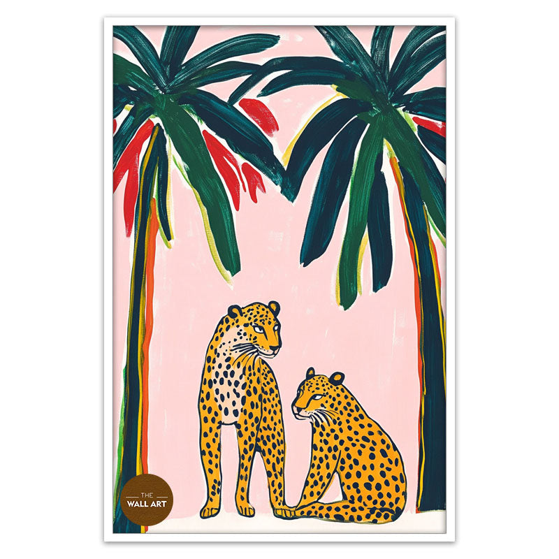 TWO LEOPARD AND PALM