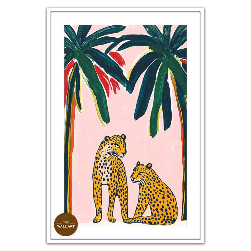 TWO LEOPARD AND PALM