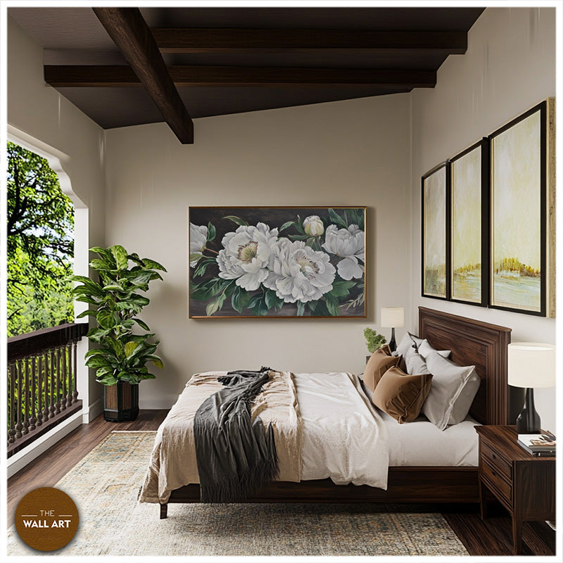 WHITE PEONIES IN GREEN SHADE I