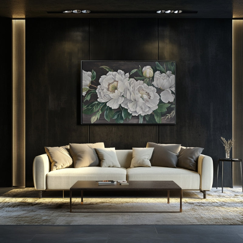 WHITE PEONIES IN GREEN SHADE I