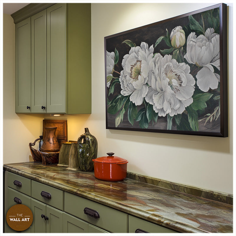 WHITE PEONIES IN GREEN SHADE I
