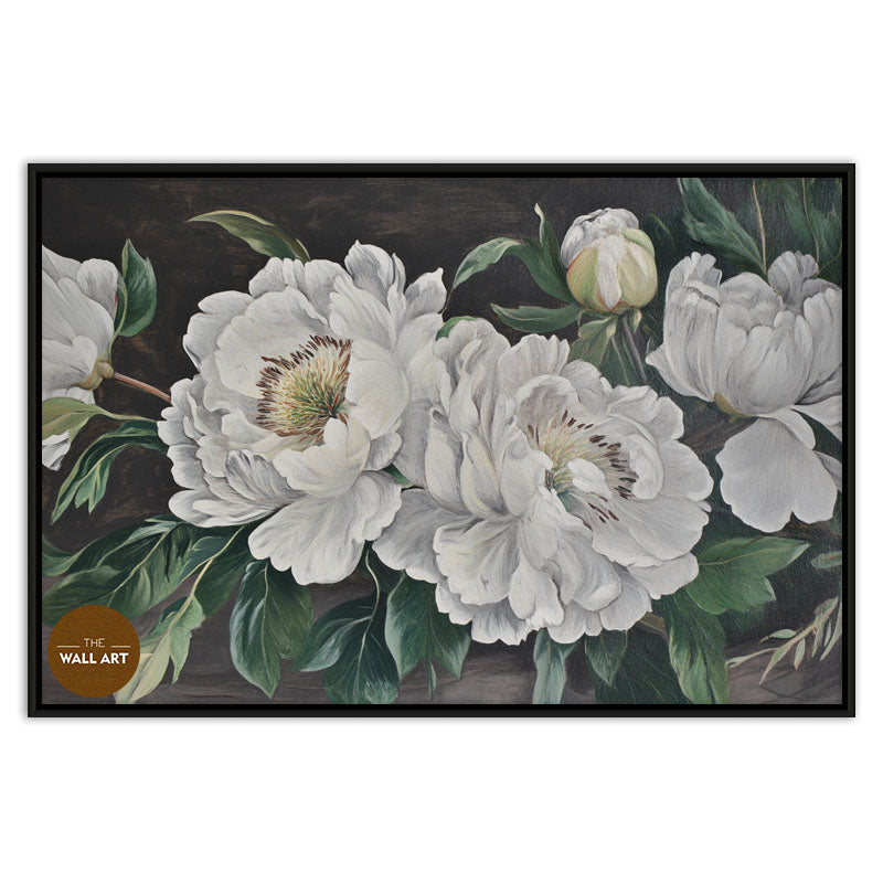 WHITE PEONIES IN GREEN SHADE I