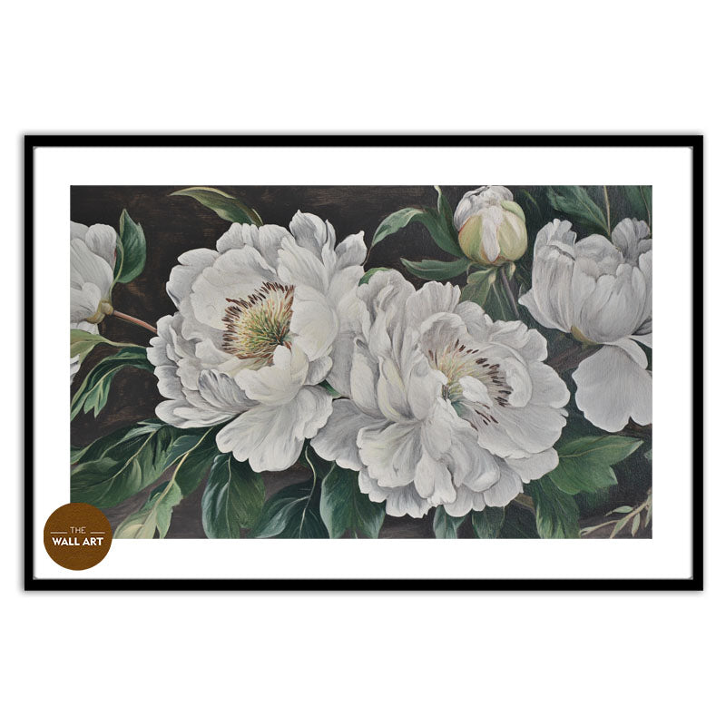 WHITE PEONIES IN GREEN SHADE I