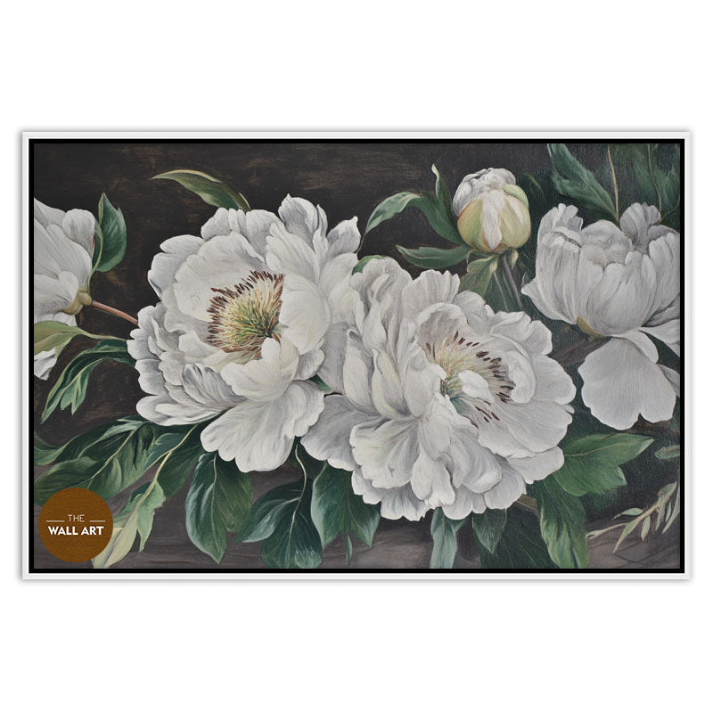 WHITE PEONIES IN GREEN SHADE I