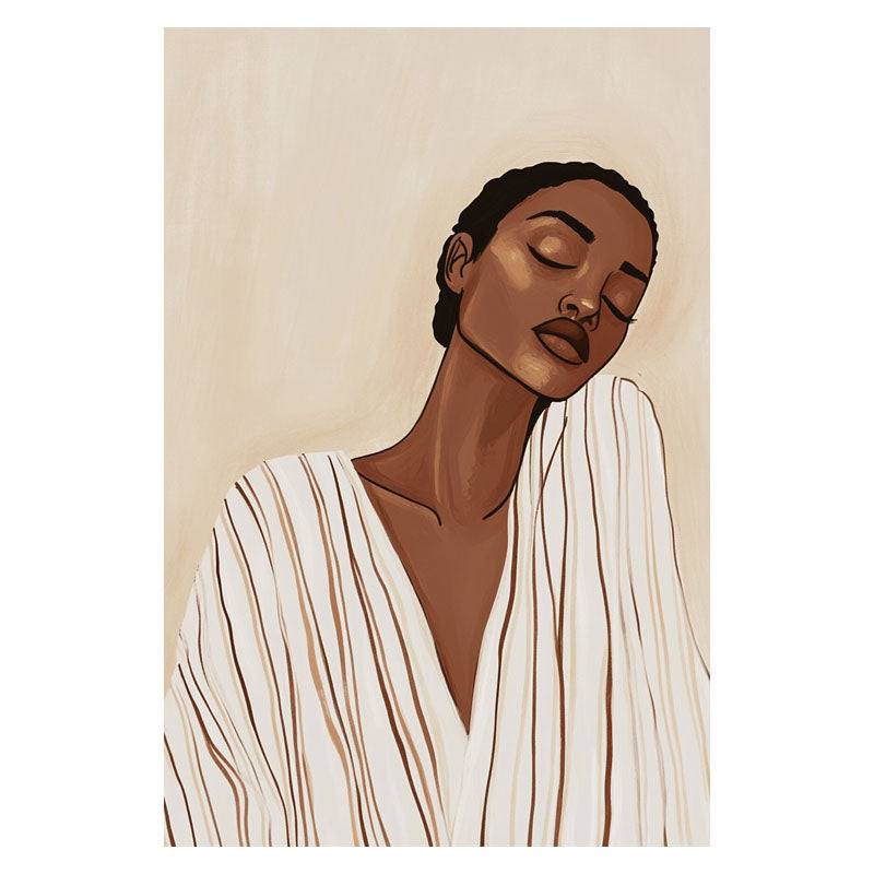 WOMAN IN STRIPED ROBE