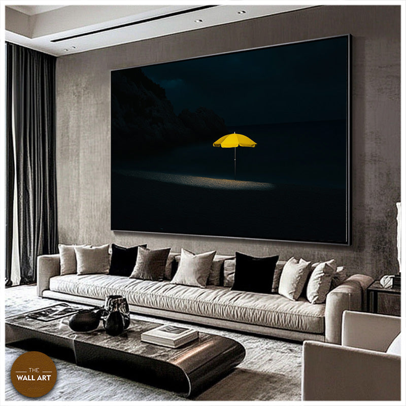 YELLOW UMBRELLA ON BEACH I