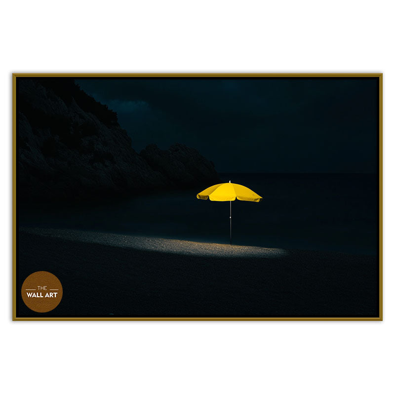 YELLOW UMBRELLA ON BEACH I